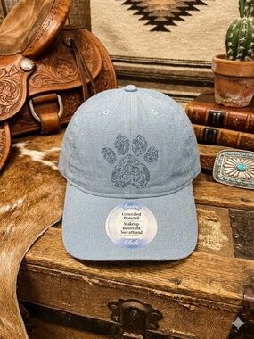 Unbranded Light Blue Embroidered Paw Print Baseball Cap